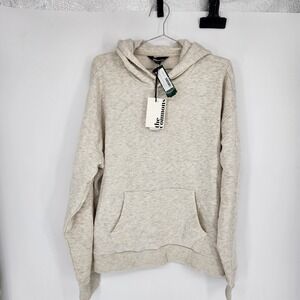 The Commons Mens Favorite Fleece Relaxed Fit Crop Hoodie Light Grey L NEW